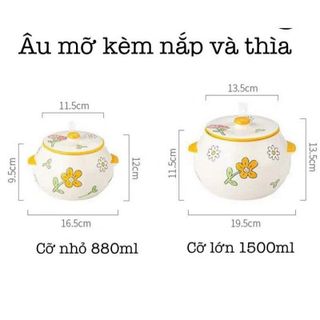 HỦ ĐỰNG MỠ CÓ TAY CẦM HOẠ TIẾT 1500ML (T16)