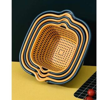 Bộ rổ nhựa 6 món kèm chậu 3 rổ 3 chậu, thoát nước nhanh, tiện dụng cho nhà bếp