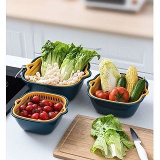 Bộ rổ nhựa 6 món kèm chậu 3 rổ 3 chậu, thoát nước nhanh, tiện dụng cho nhà bếp