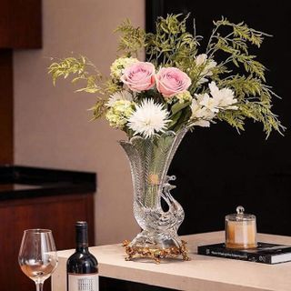 BÌNH CẮM HOA THUỶ TINH HÌNH CON CÔNG 27CM (T15)