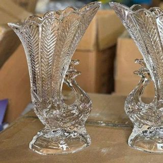 BÌNH CẮM HOA THUỶ TINH HÌNH CON CÔNG 27CM (T15)