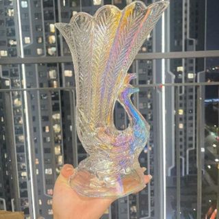 BÌNH CẮM HOA THUỶ TINH HÌNH CON CÔNG 27CM (T15)