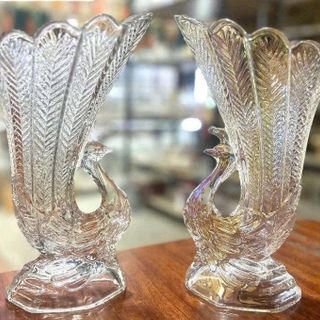 BÌNH CẮM HOA THUỶ TINH HÌNH CON CÔNG 27CM (T15)