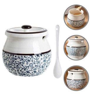 HỦ ĐỰNG MỠ BẦU HÌNH HOA 600ML (T40)