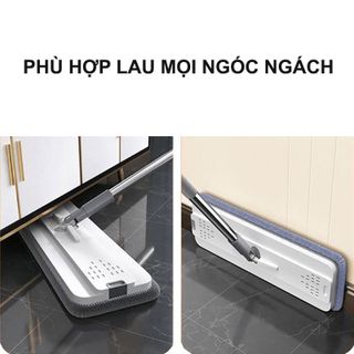 Bộ cây lau nhà 360 độ thông minh cho nhà tắm cao cấp tách nước có thùng cán dài có sẵn bông lau