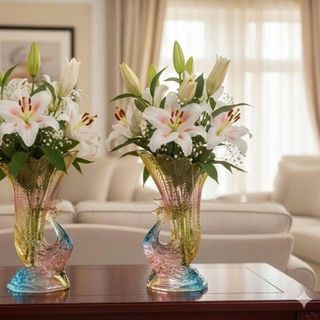 BÌNH CẮM HOA THUỶ TINH 7 MÀU HÌNH CON CÔNG 27CM (T15)