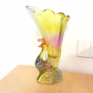 BÌNH CẮM HOA THUỶ TINH 7 MÀU HÌNH CON CÔNG 27CM (T15)