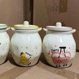 HỦ ĐỰNG MỠ SỨ HOẠ TIẾT 2 TAI CẦM 1400ML (T24)