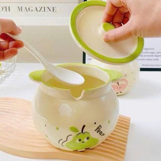 HỦ ĐỰNG MỠ SỨ HOẠ TIẾT 2 TAI CẦM 1400ML (T24)