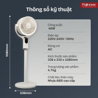 Quạt Tuần Hoàn Không Khí FujiHome CFR04 Voice – Điều Khiển Giọng Nói, Gió 3D, Động Cơ DC Êm Tiết Kiệm Điện