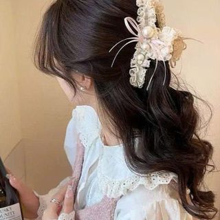 LỐ 12 GẤP TÓC NƠ HỒNG PHỐI REN ĐÍNH ĐÁ ĐÍNH NGỌC