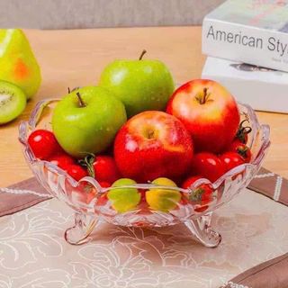 ĐĨA THỦY TINH 3 CHÂN CAO CẤP ĐỰNG TRÁI CÂY
