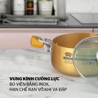 BỘ 3 NỒI ANOD NẮP KÍNH SUNHOUSE SH6634 (T6)