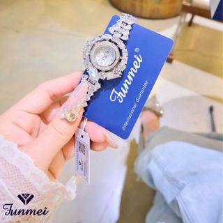 ĐỒNG HỒ NỮ CHÍNH NGẠCH FUNMEI F2073 SILVER ĐÍNH ĐÁ CZ FULLBOX HOÁ ĐƠN