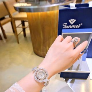ĐỒNG HỒ NỮ CHÍNH NGẠCH FUNMEI F2073 SILVER ĐÍNH ĐÁ CZ FULLBOX HOÁ ĐƠN