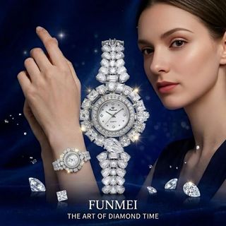 ĐỒNG HỒ NỮ CHÍNH NGẠCH FUNMEI F2073 SILVER ĐÍNH ĐÁ CZ FULLBOX HOÁ ĐƠN