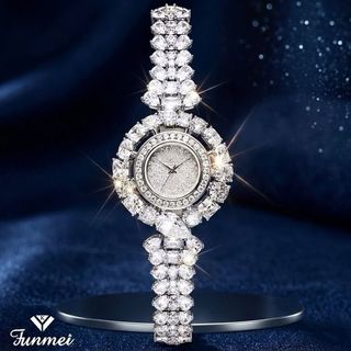 ĐỒNG HỒ NỮ CHÍNH NGẠCH FUNMEI F2073 SILVER ĐÍNH ĐÁ CZ FULLBOX HOÁ ĐƠN