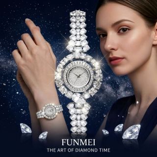 ĐỒNG HỒ NỮ CHÍNH NGẠCH FUNMEI F2073 SILVER ĐÍNH ĐÁ CZ FULLBOX HOÁ ĐƠN