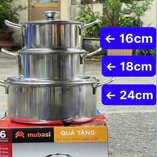 BỘ 3 NỒI INOX CAO CẤP HỘP ĐỎ