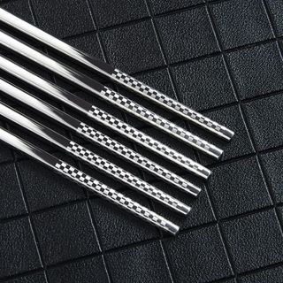 1 Hộp (5 Đôi) Đũa Inox SUS 304 Hàn Quốc Chống Trượt Cao Cấp Kháng Khuẩn