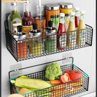 Kệ Lưới Đựng Đồ Dán Tường Không Cần Khoan, Thép Sơn Tĩnh Điện, Thoát Nước Tốt, Dễ Lắp Ráp