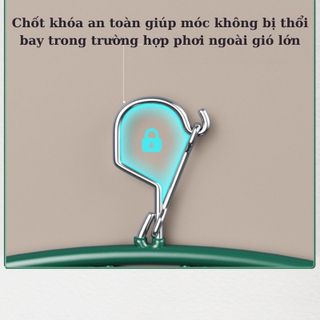 Móc treo quần áo kẹp chống trượt, chống gió. Mắc phơi đồ lót, tất vớ có khóa chống rơi bằng thép không rỉ
