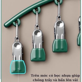 Móc treo quần áo kẹp chống trượt, chống gió. Mắc phơi đồ lót, tất vớ có khóa chống rơi bằng thép không rỉ