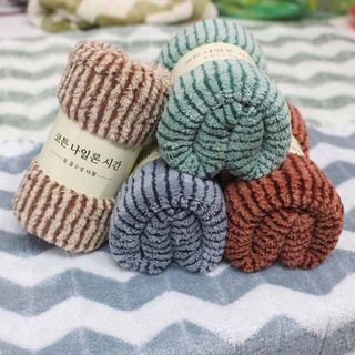 Khăn Tắm, Khăn Lau Đầu Lông Cừu Siêu Mềm Xuất Hàn Cao Cấp Kẻ Tăm, KT 35x75cm