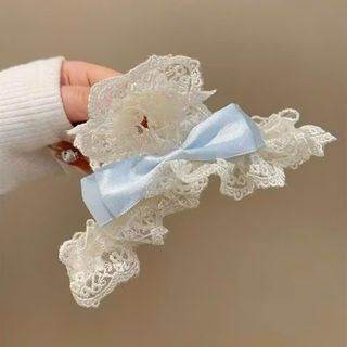 LỐ 12 GẤP TÓC NƠ XANH PHỐI REN