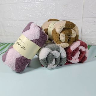 Khăn Tắm 50x100cm Lông Cừu Họa Tiết Sóng To Siêu Mềm Mại