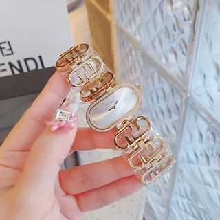 SĂN SALE ĐỒNG HỒ NỮ CAO CẤP FENDY MẶT CHỮ NHẬT NGANG DÂY LẮC LOGO VIỀN HỘT