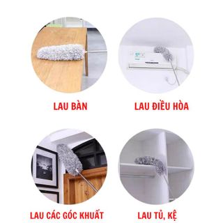 Chổi Quét Trần Bằng Sợi Vải Siêu Nhỏ Inox Cán Dài Cao Cấp Đầu Chổi Linh Hoạt Dài 2,8M phất trần sạchh
