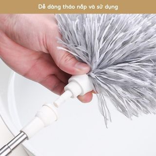 Chổi Quét Trần Bằng Sợi Vải Siêu Nhỏ Inox Cán Dài Cao Cấp Đầu Chổi Linh Hoạt Dài 2,8M phất trần sạchh