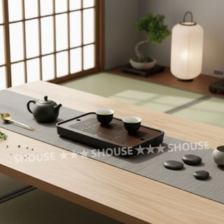 Khay Trà nhựa giả gỗ đựng trà nước ấm chén tách bình trà đẹp màu trắc đỏ cao cấp