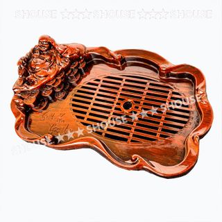 Khay Trà nhựa giả gỗ đựng trà nước ấm chén tách bình trà đẹp màu trắc đỏ cao cấp