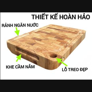 NAUHOME Thớt Gỗ Cao Cấp 35 x 25 x 2.5cm Chất Lượng Cao - Thớt Gỗ Tự Nhiên Chống Mối Mọt Không Ẩm Mốc - Sản Phẩm Tiện Lợi Cho Sử Dụng Hàng Ngày