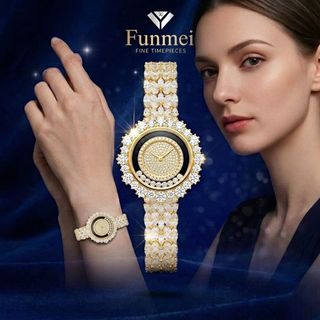 ĐỒNG HỒ NỮ CHÍNH HÃNG NHẬP CHÍNH NGẠCH FUNMEI F2164 ĐÍNH CZ FULLBOX  HOÁ ĐƠN