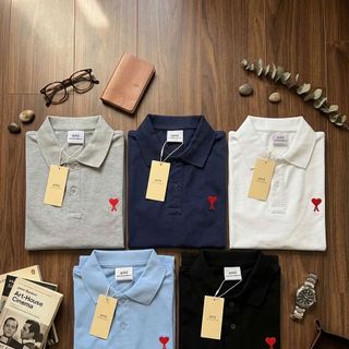 Ami Polo Shirt Basic Logo.  Chất vải cotton cá sấu 2c mềm mướt.