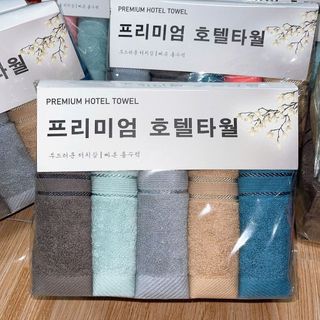 Sét 5 Khăn Gội HANOITEX 35*80cm 100% Cotton Mềm Mại, Thấm Hút Tốt, Không Phai Màu