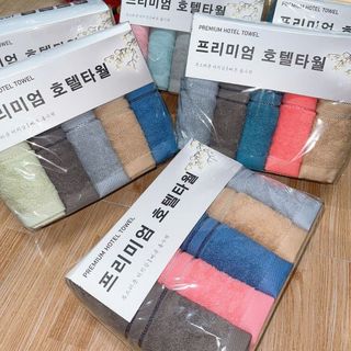 Sét 5 Khăn Gội HANOITEX 35*80cm 100% Cotton Mềm Mại, Thấm Hút Tốt, Không Phai Màu