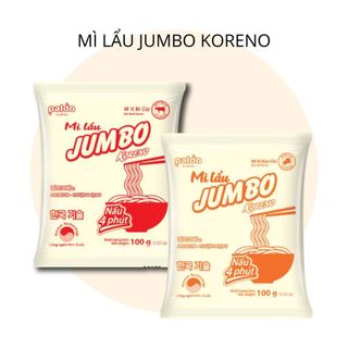 ( THÙNG 80 GÓI ) MÌ LẨU JUMBO KORENO VỊ KIM CHI VÀ BÒ CAY GÓI 100G.