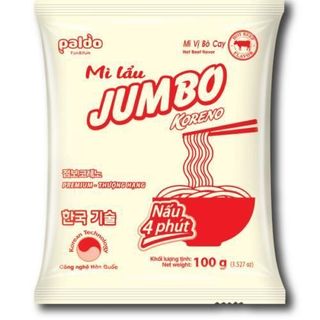 ( THÙNG 80 GÓI ) MÌ LẨU JUMBO KORENO VỊ KIM CHI VÀ BÒ CAY GÓI 100G.
