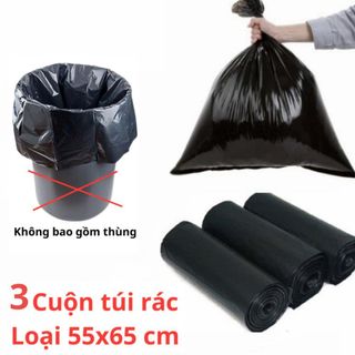 Túi bóng đựng rác màu đen tự phân hủy không có quai size đại 55x65cm nilong