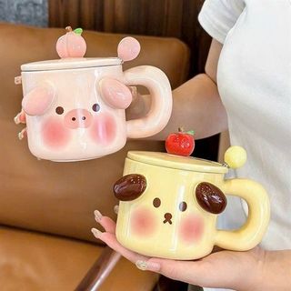 Cốc Sứ Cute Hoạt Hình kèm thìa 400ml (THÙNG 60C)