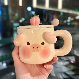 Cốc Sứ Cute Hoạt Hình kèm thìa 400ml (THÙNG 60C)