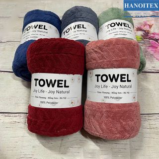 Khăn Tắm Lông Cừu Hanoitex 70*140cm Họa Tiết Xương Cá Siêu Mềm Mại, Siêu Thấm Hút