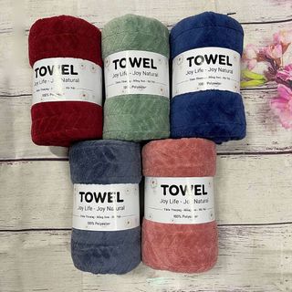 Khăn Tắm Lông Cừu Hanoitex 70*140cm Họa Tiết Xương Cá Siêu Mềm Mại, Siêu Thấm Hút