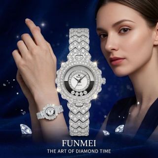 ĐỒNG HỒ NỮ CHÍNH NGẠCH FUNMEI F2128 ĐÁ CZ XOAY FULLBOX HOÁ ĐƠN