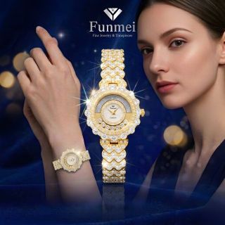 ĐỒNG HỒ NỮ CHÍNH NGẠCH FUNMEI F2128 ĐÁ CZ XOAY FULLBOX HOÁ ĐƠN