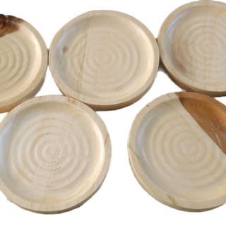 5 Đế lót ly 9 x 1cm hình vuông hình tròn chất liệu gỗ tự nhiên bền đẹp